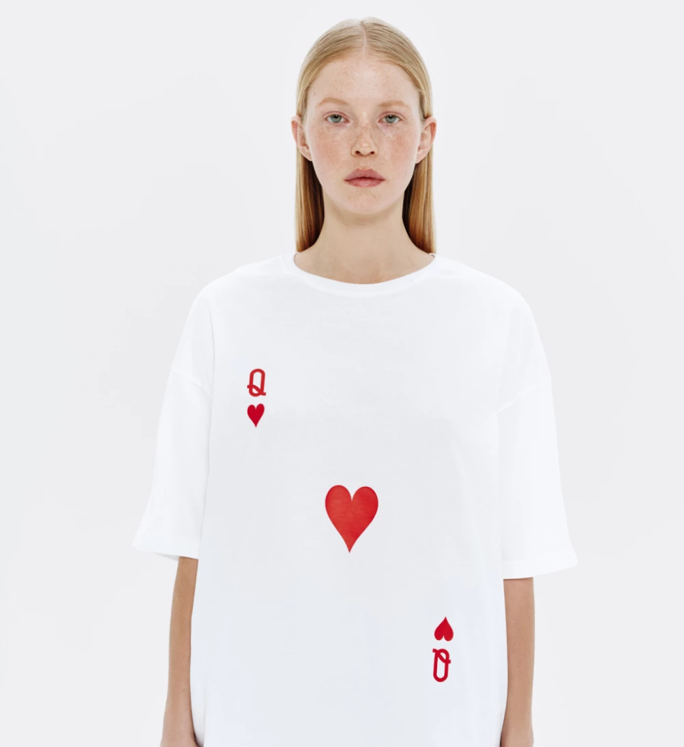 KEEPSTYLE queen of hearts T-shirt in white
