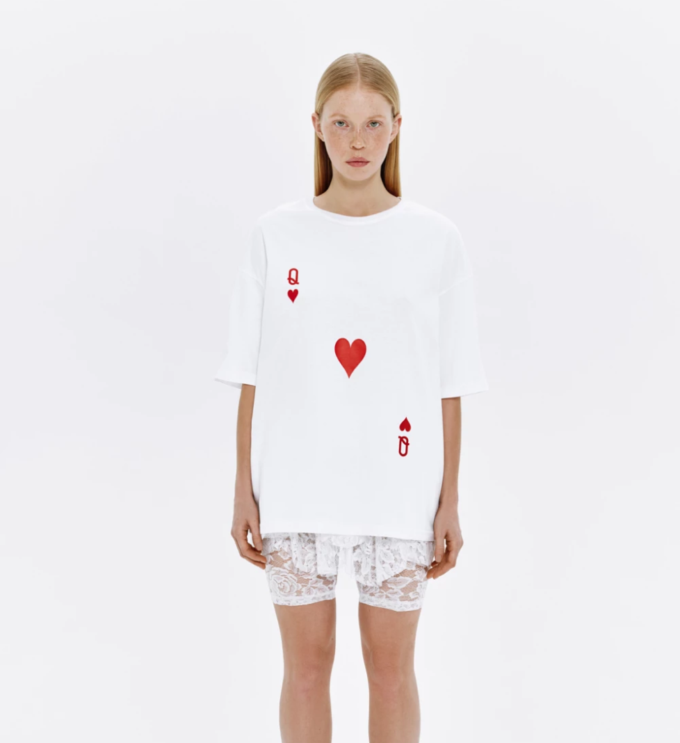 KEEPSTYLE queen of hearts T-shirt in white