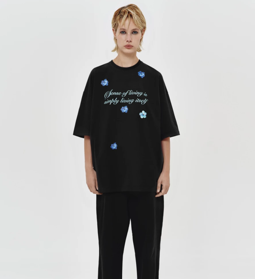 KEEPSTYLE sense of living T-shirt in black