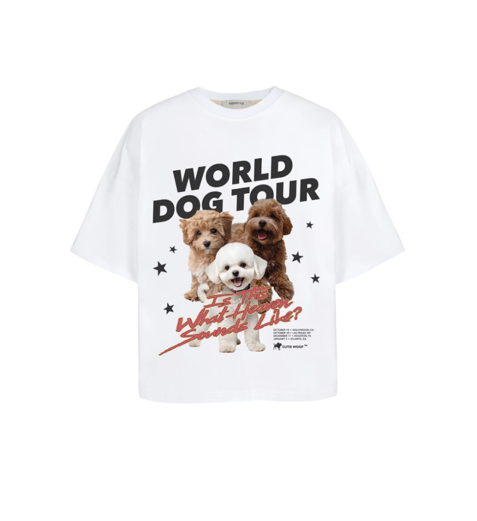 KEEPSTYLE world dog tour T-shirt in white color