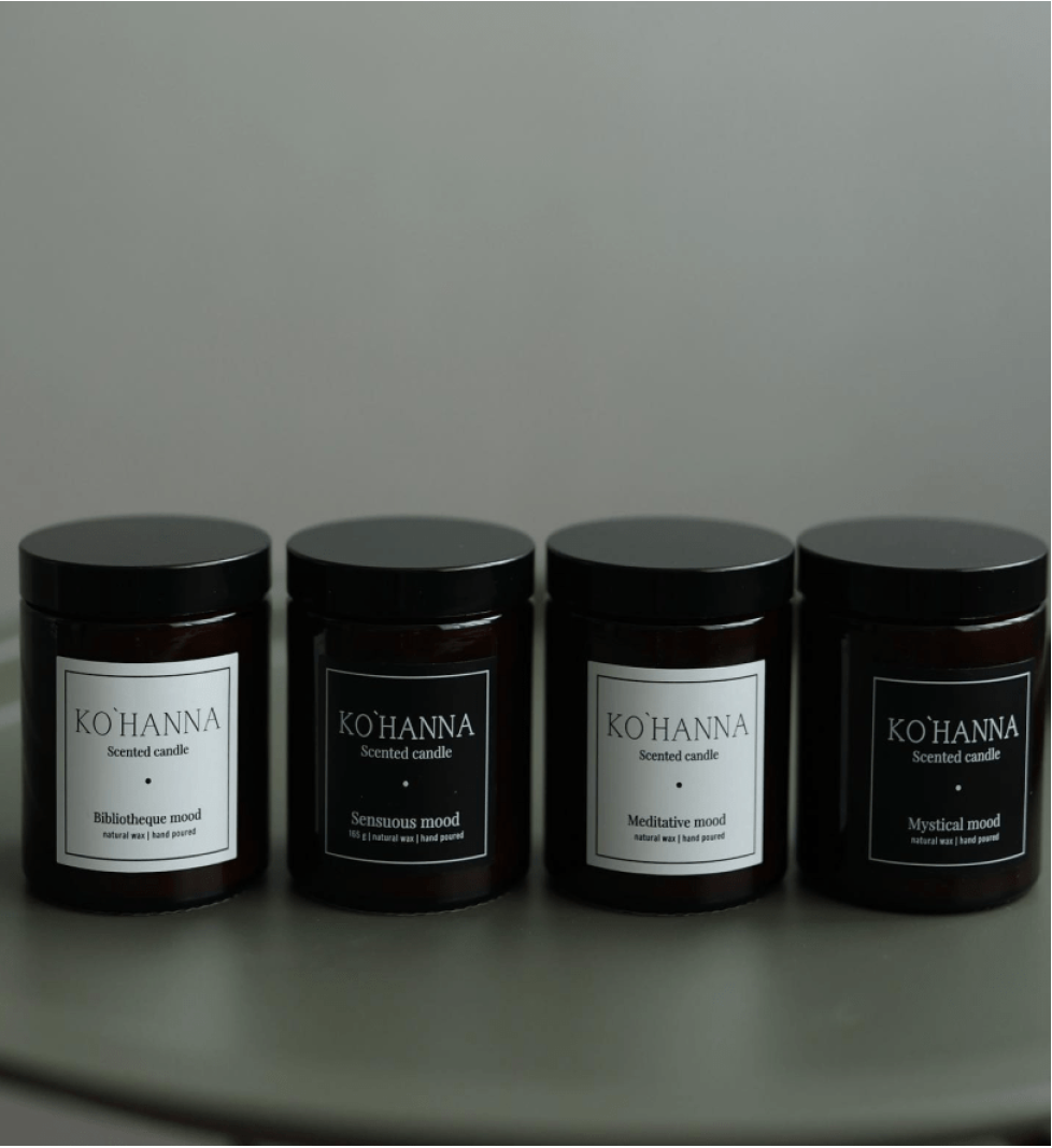 KO'HANNA Handmade Scented Glass Candle BIBLIOTHEQUE MOOD Black