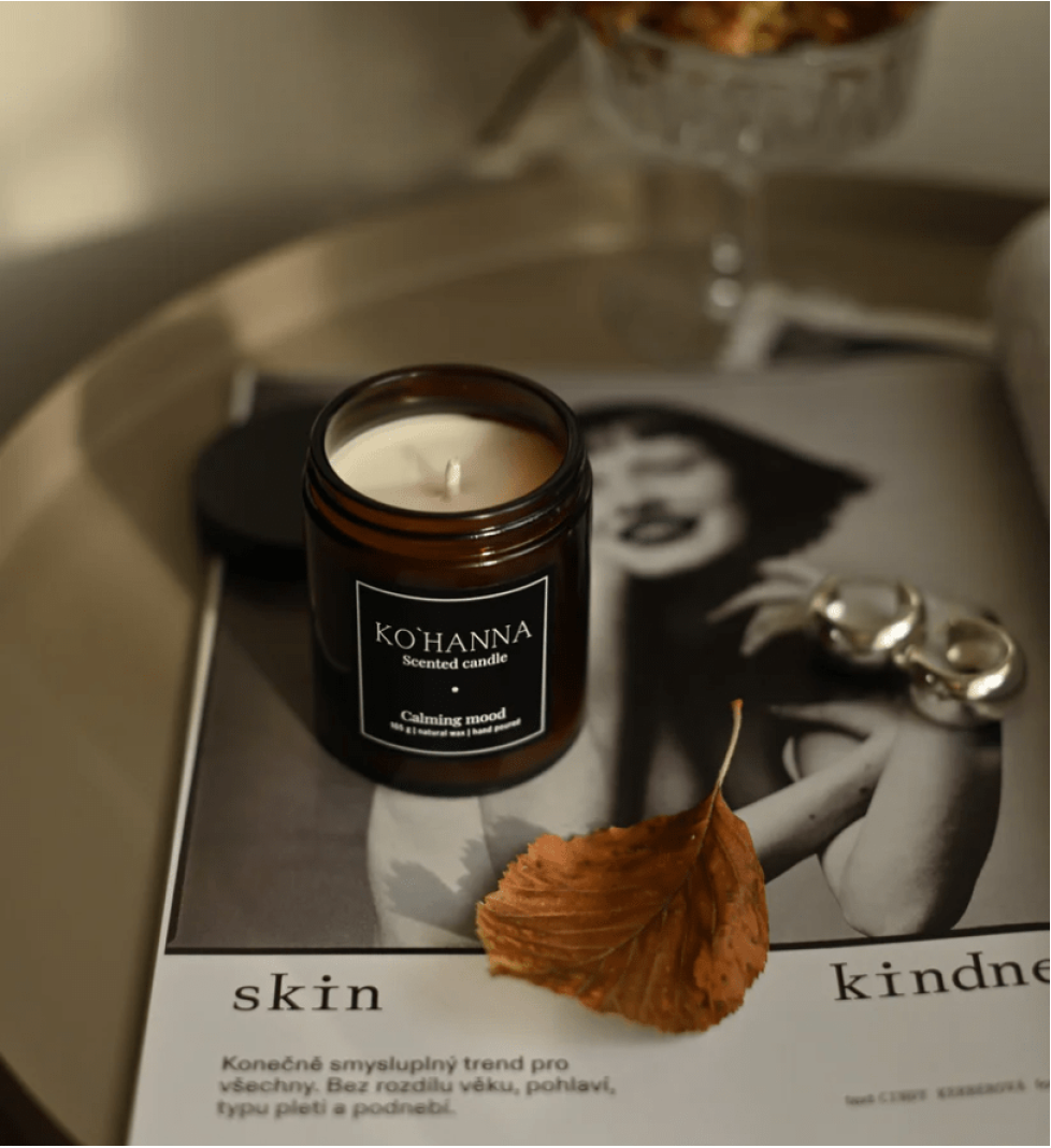 KO'HANNA Handmade Scented Glass Candle SENSUOUS MOOD Black