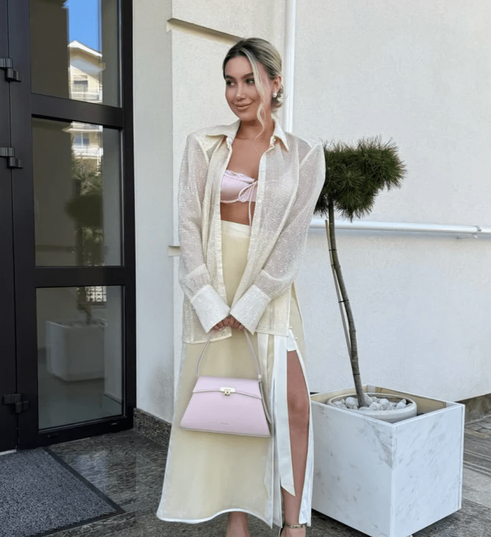 KRISTINA LAPTSO Ivory glimmer blouse