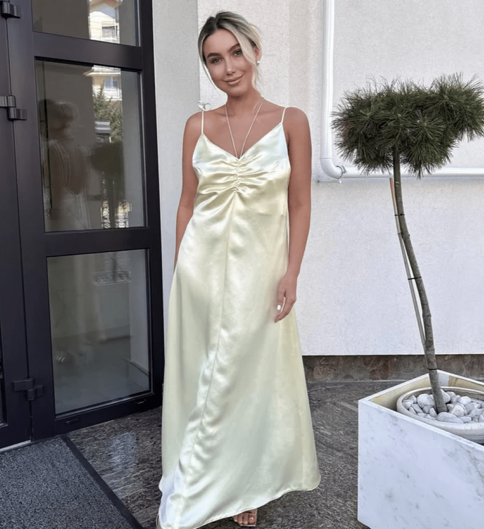 KRISTINA LAPTSO Silk dress in butter yellow
