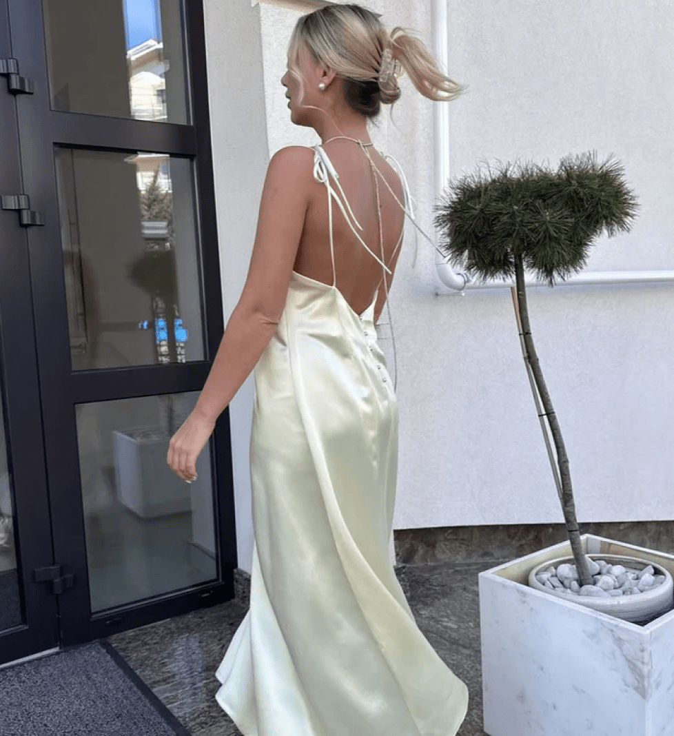 KRISTINA LAPTSO Silk dress in butter yellow