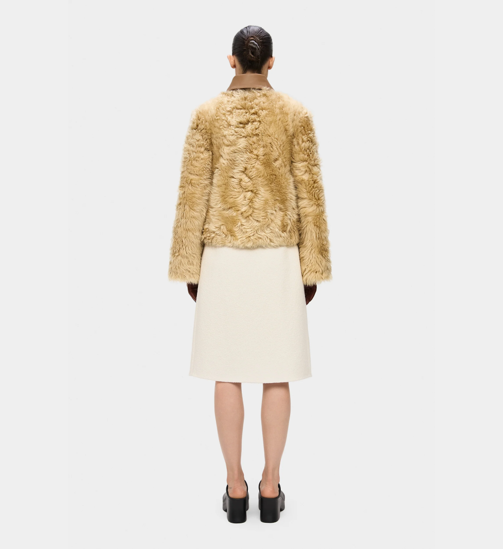 KULAKOVSKY DERIHA sheepskin short coat with detachable collar beige