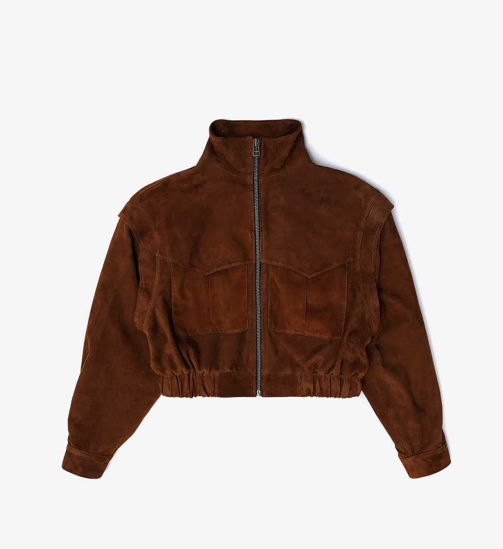 KULAKOVSKY Transformable suede bomber jacket RACHEL whiskey brown