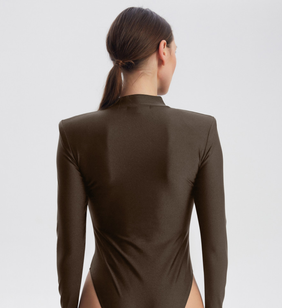 LA MARE brown bodysuit with zipper