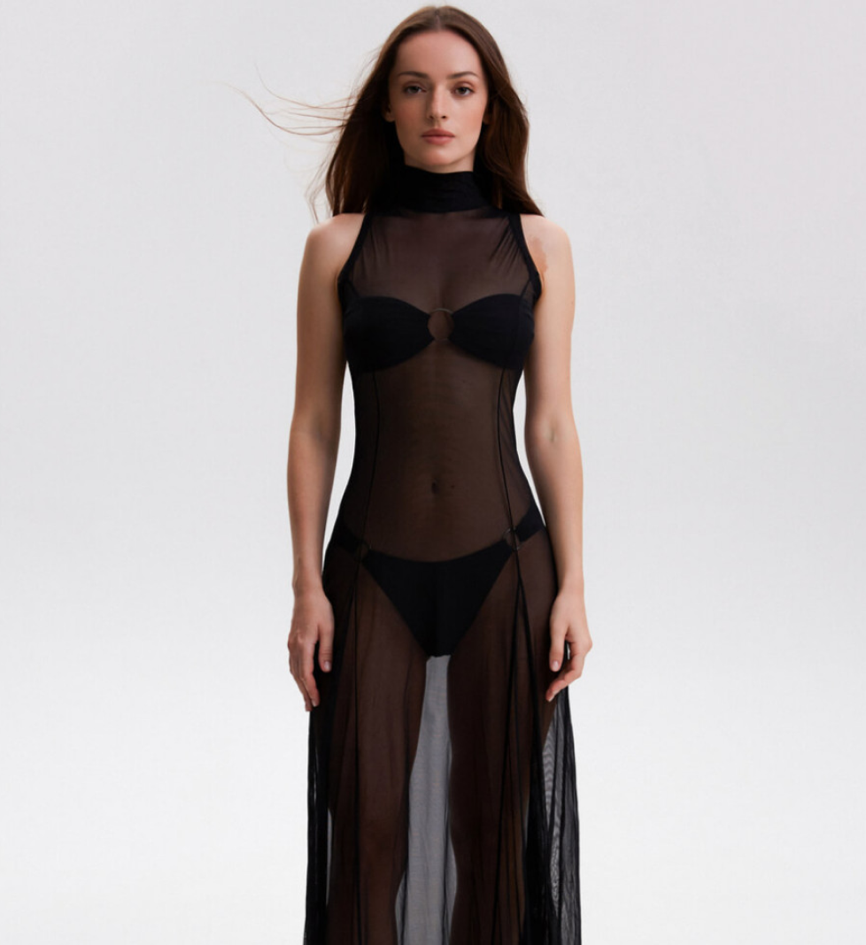 LA MARE Black bandeau with rings