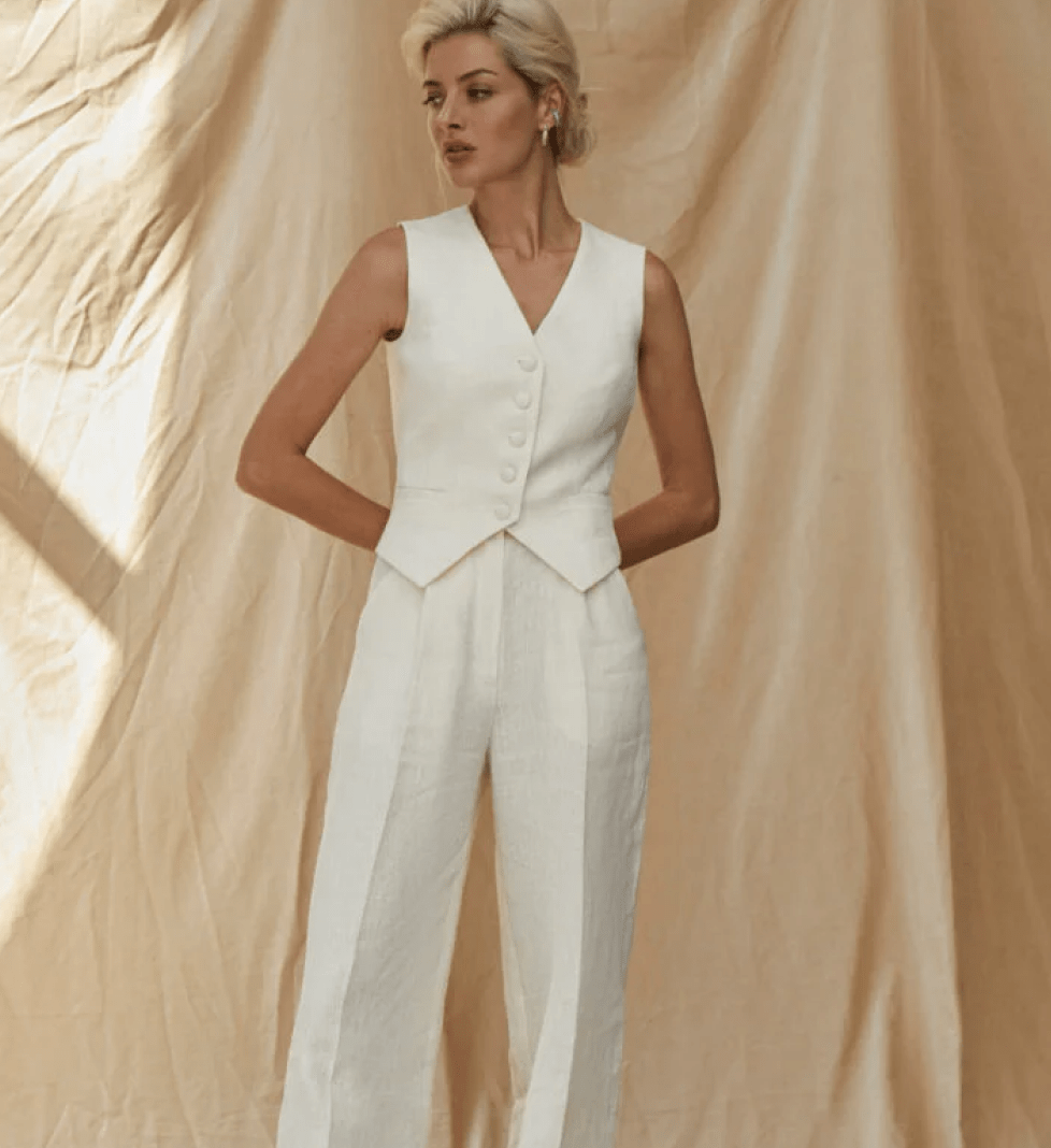 Le Charmie Biarritz linen suit ivory