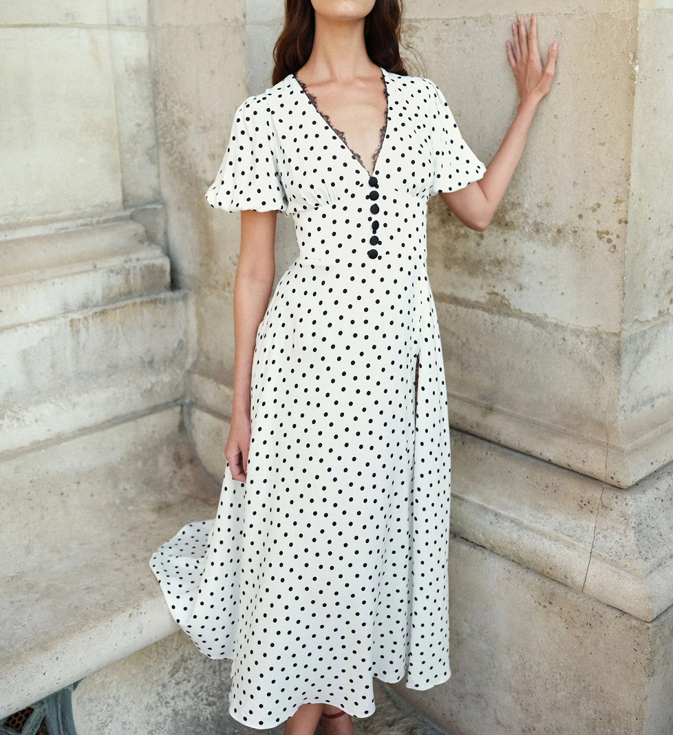 Le Charmie POLKA DOT White and Black Dress