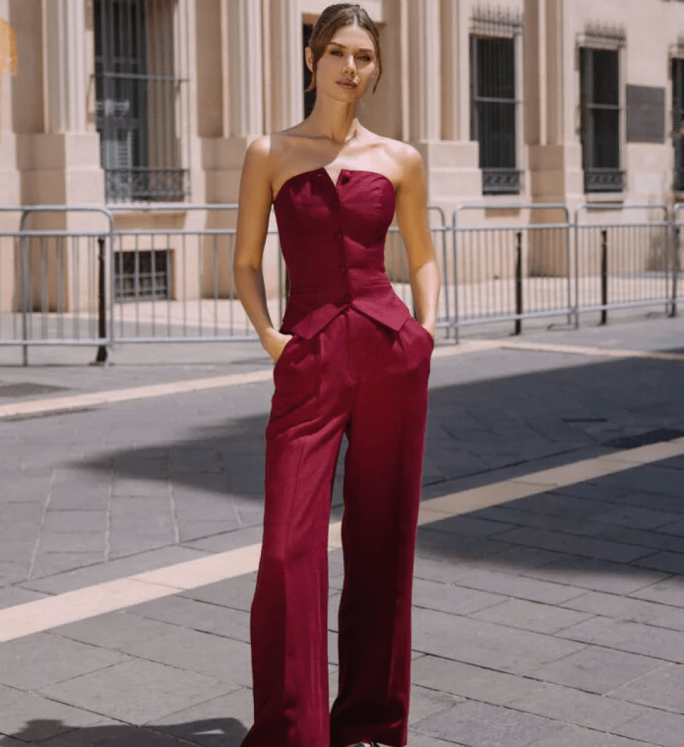 Le Charmie Biarritz linen pants red