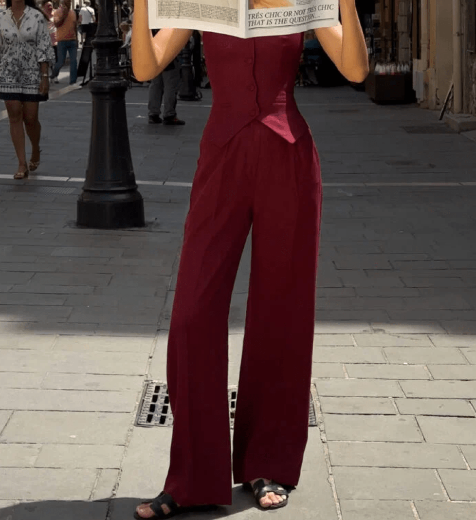 Le Charmie Biarritz linen pants red