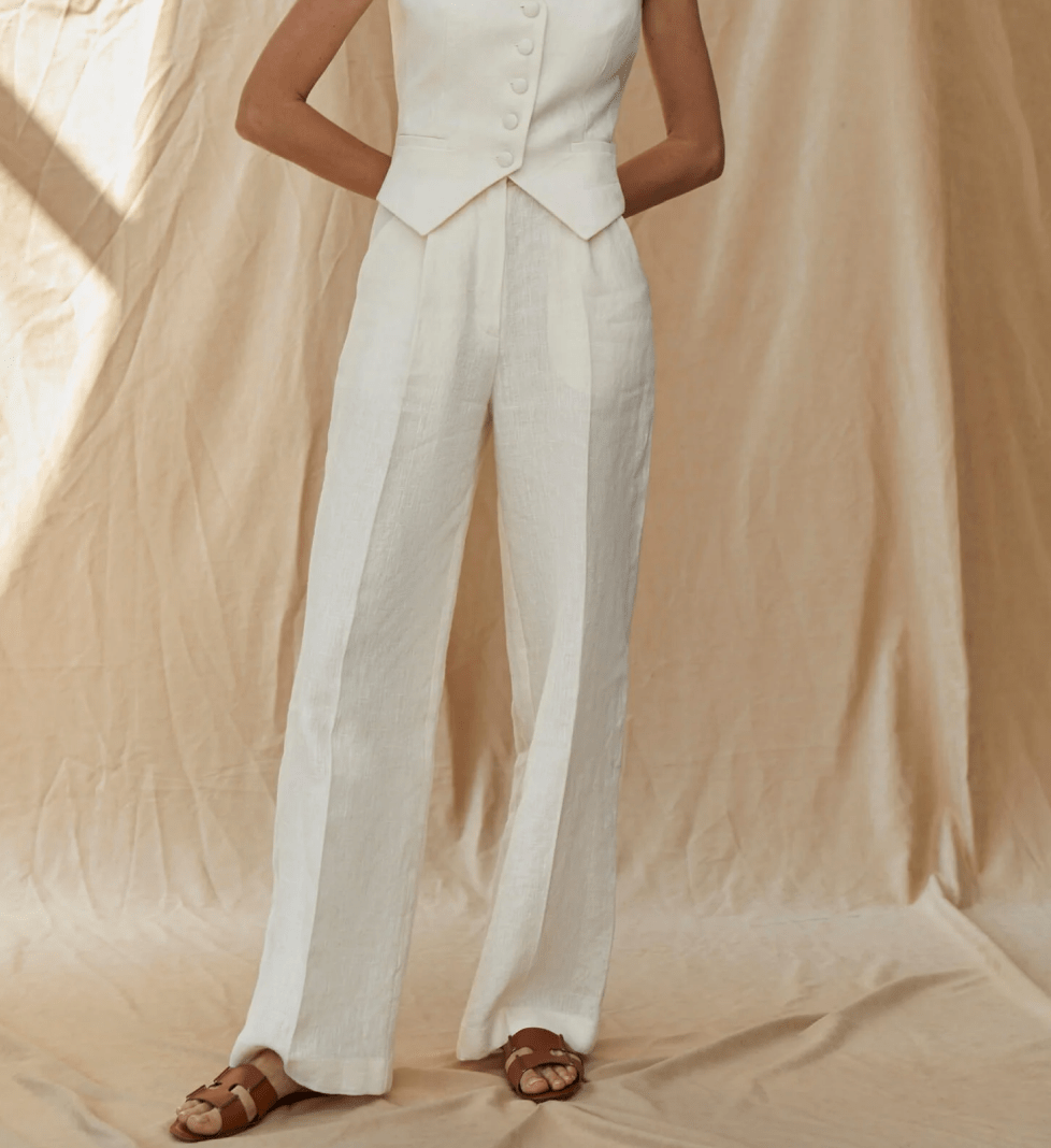 Le Charmie Biarritz linen pants white