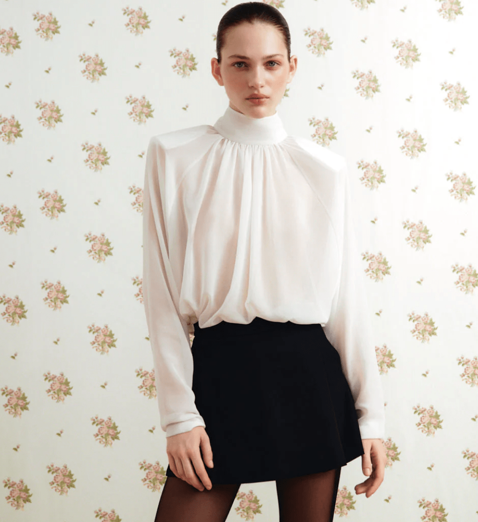 LILI MAGER Blouse with padded shoulders white