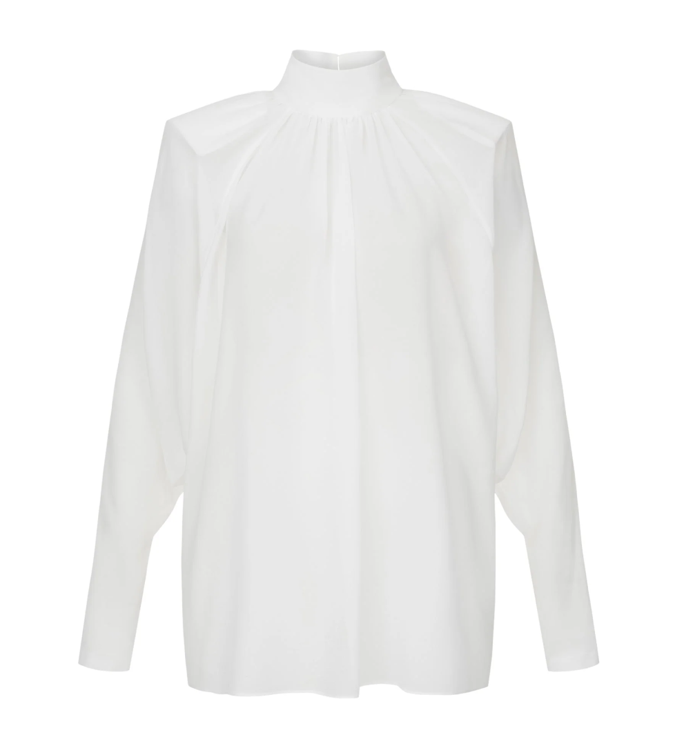 LILI MAGER Blouse with padded shoulders white
