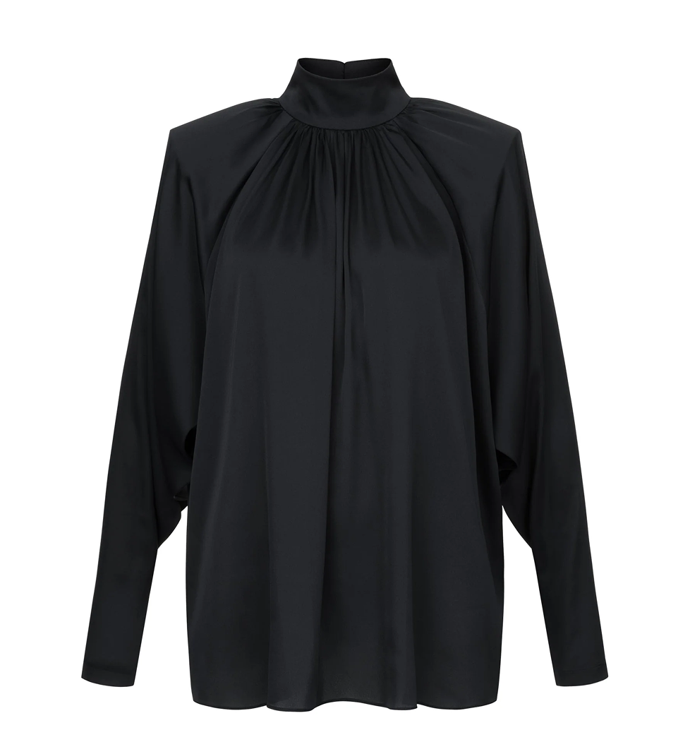 LILI MAGER Blouse with padded shoulders black