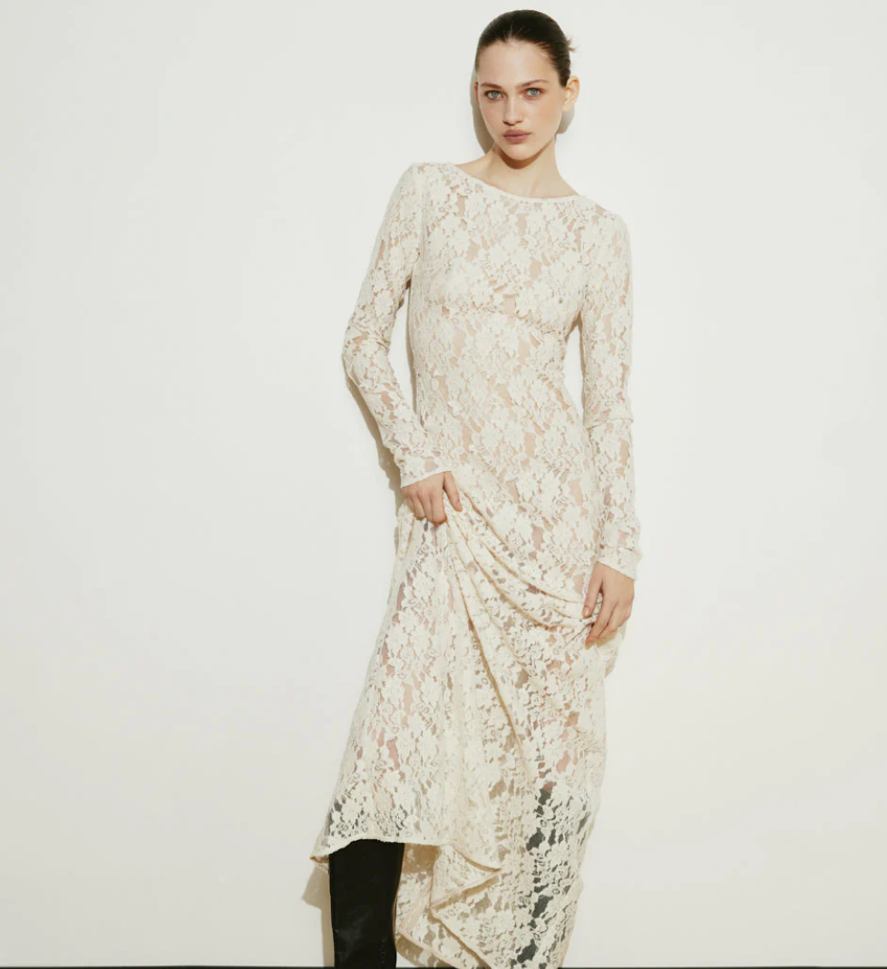 LILI MAGER Lace maxi Dress white