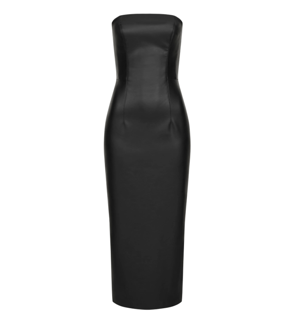 LILI MAGER Maxi dress made of eco-leather with a fastener on the back