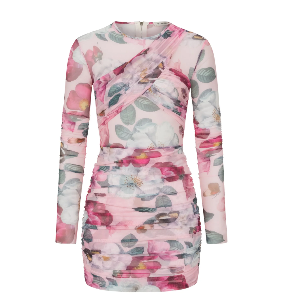 LILI MAGER Mesh dress with drapery