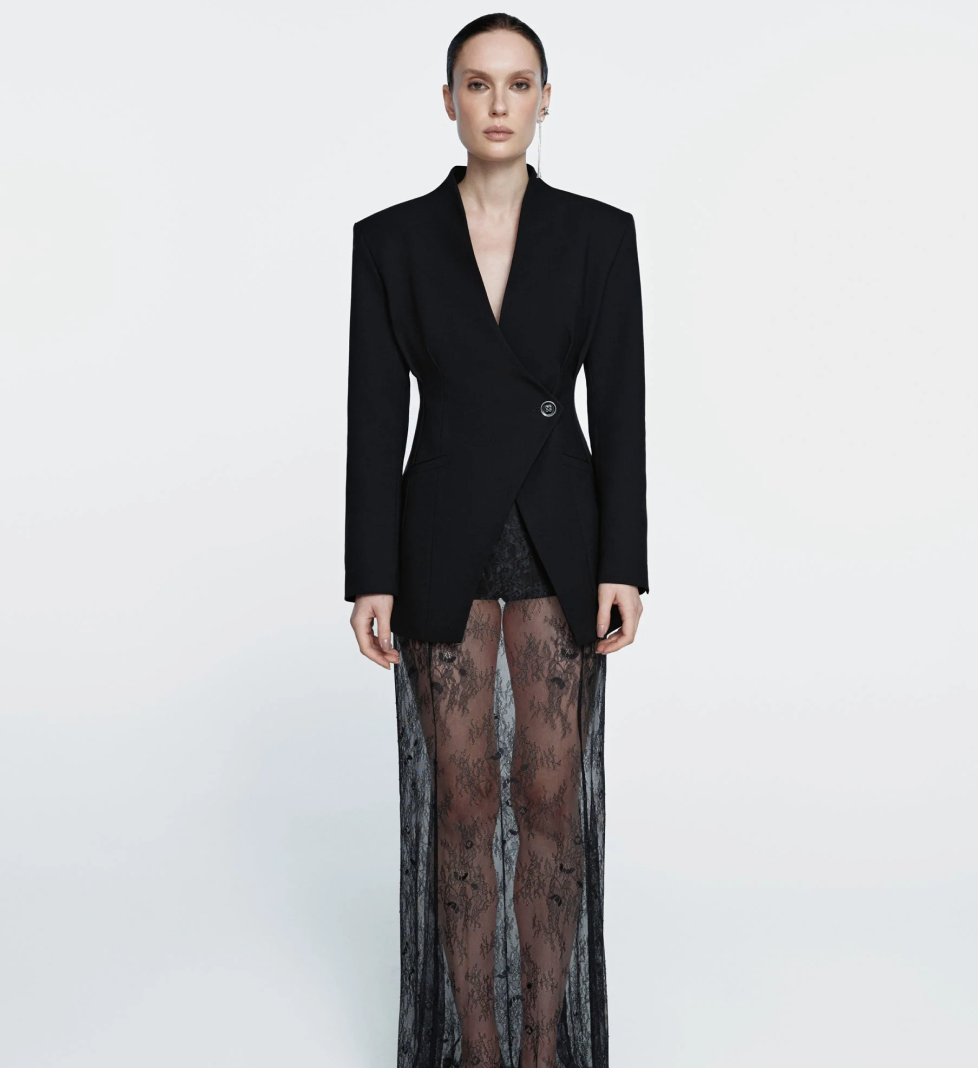 LILI MAGER Asymmetric cut black Jacket 