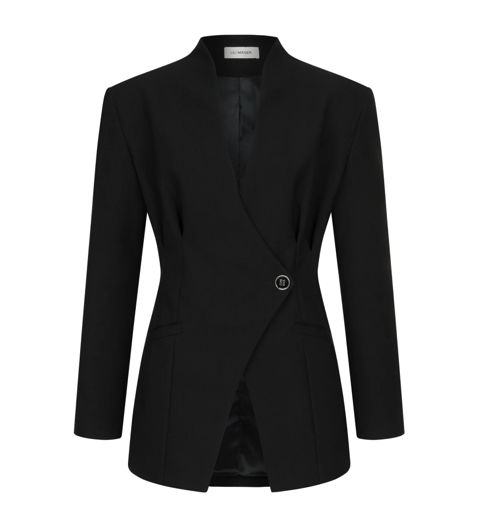 LILI MAGER Asymmetric cut black Jacket 