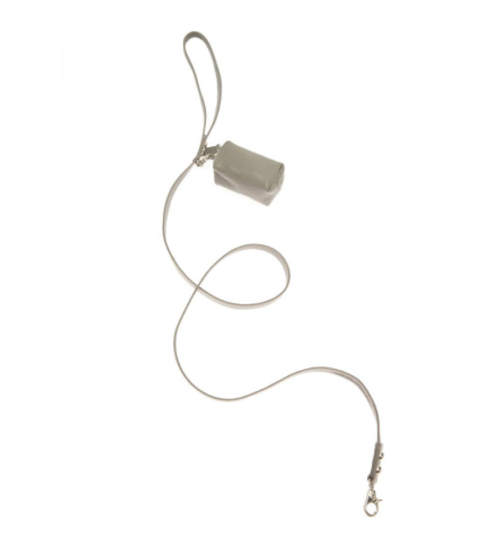 MALTIPOO Leather leash with small bag Grey