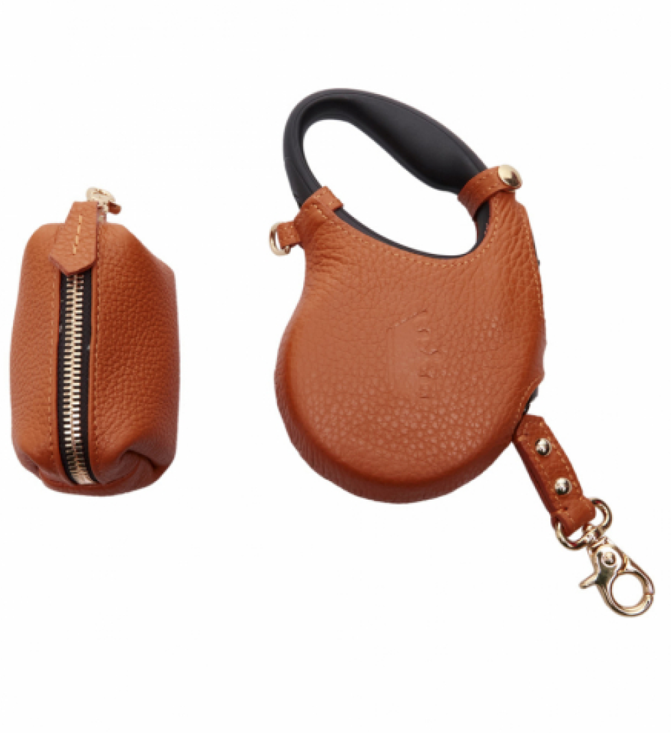 MALTIPOO Retractable leash with small bag Orange