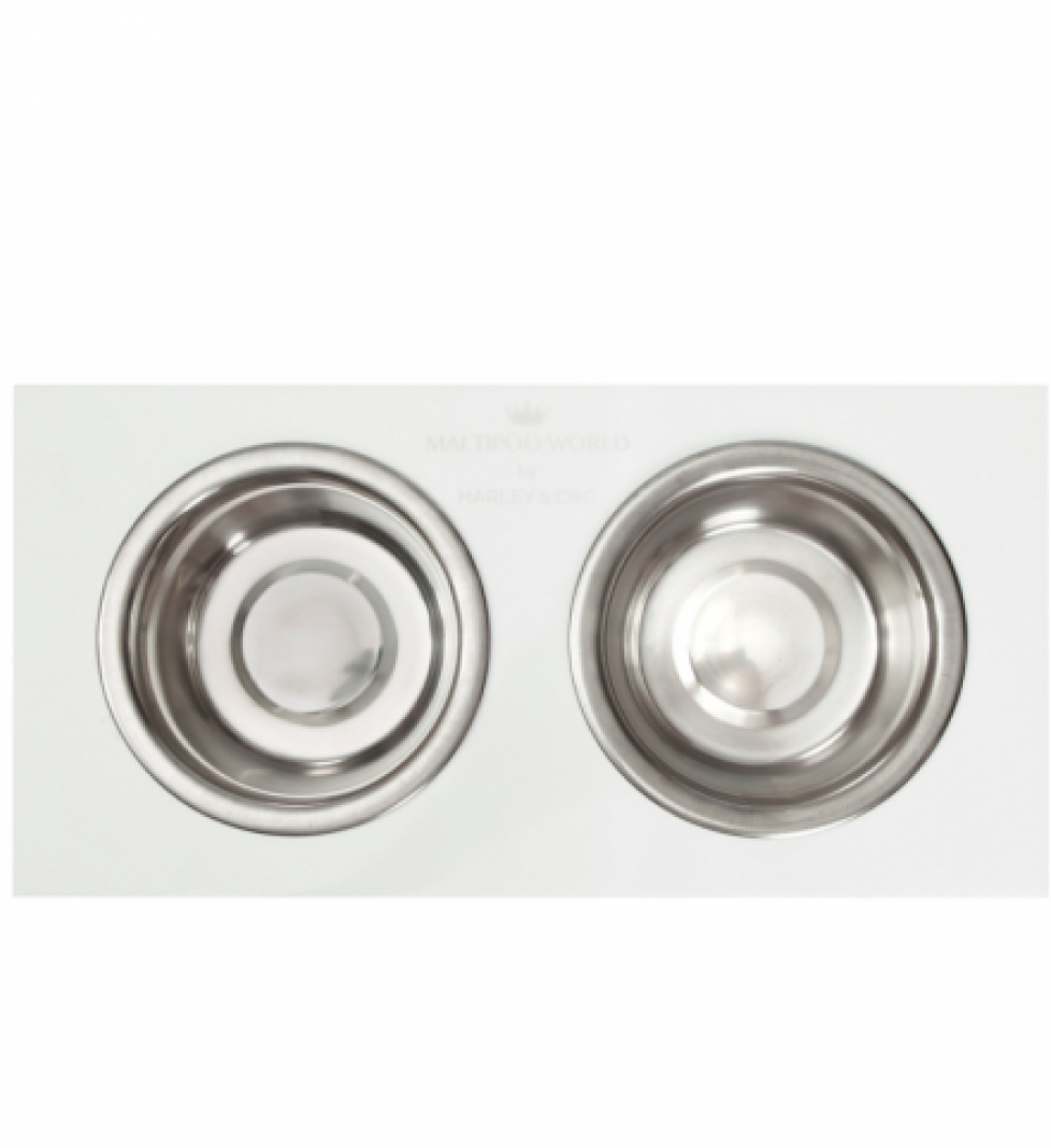 MALTIPOO Food and water bowls on a stand White