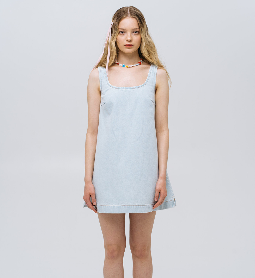 Match Denim Trapeze Dress light blue