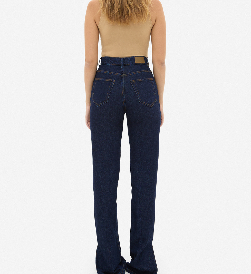 Match Denim Indigo jeans with slits