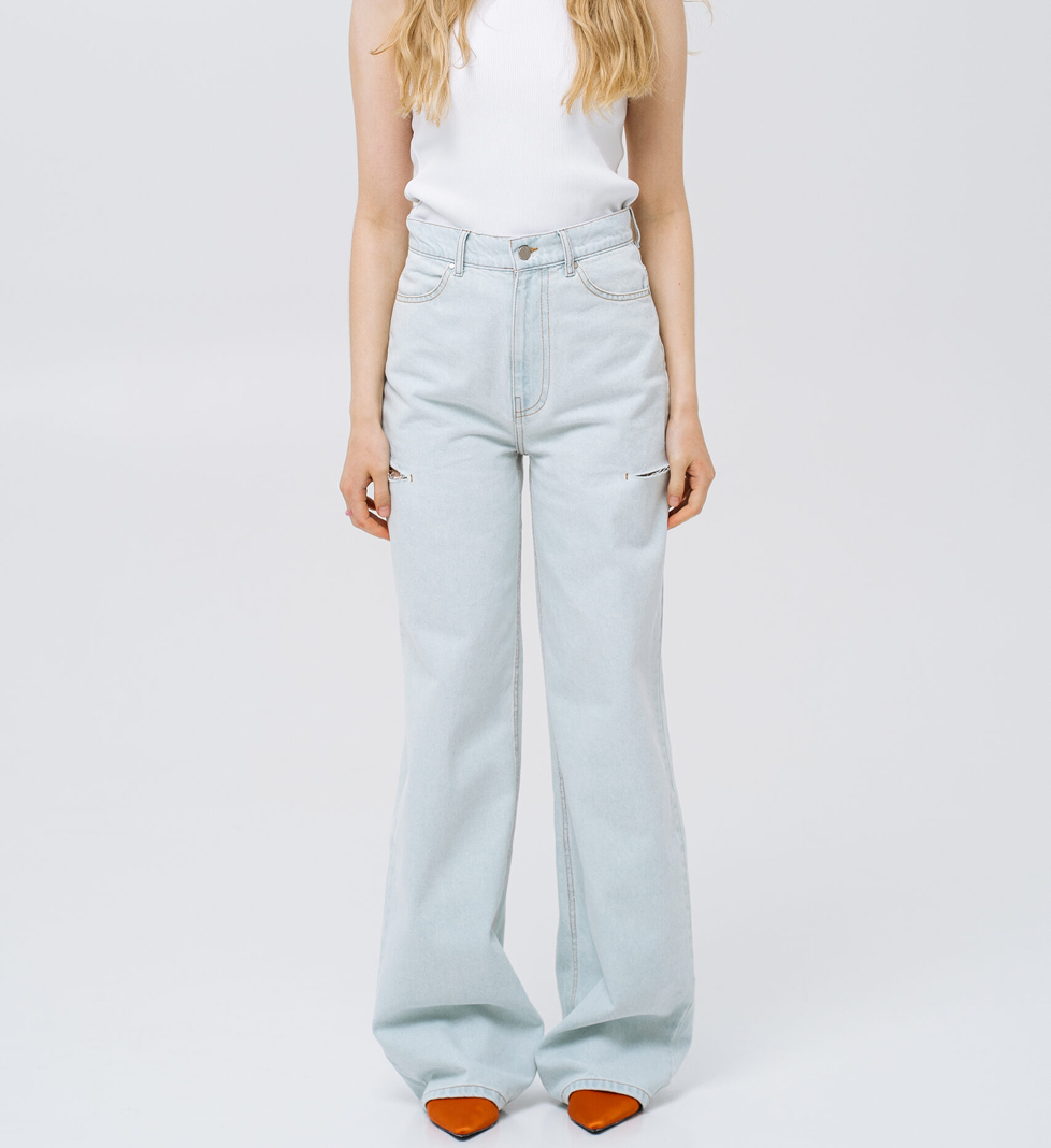 Match Denim Light Blue Jeans with rips