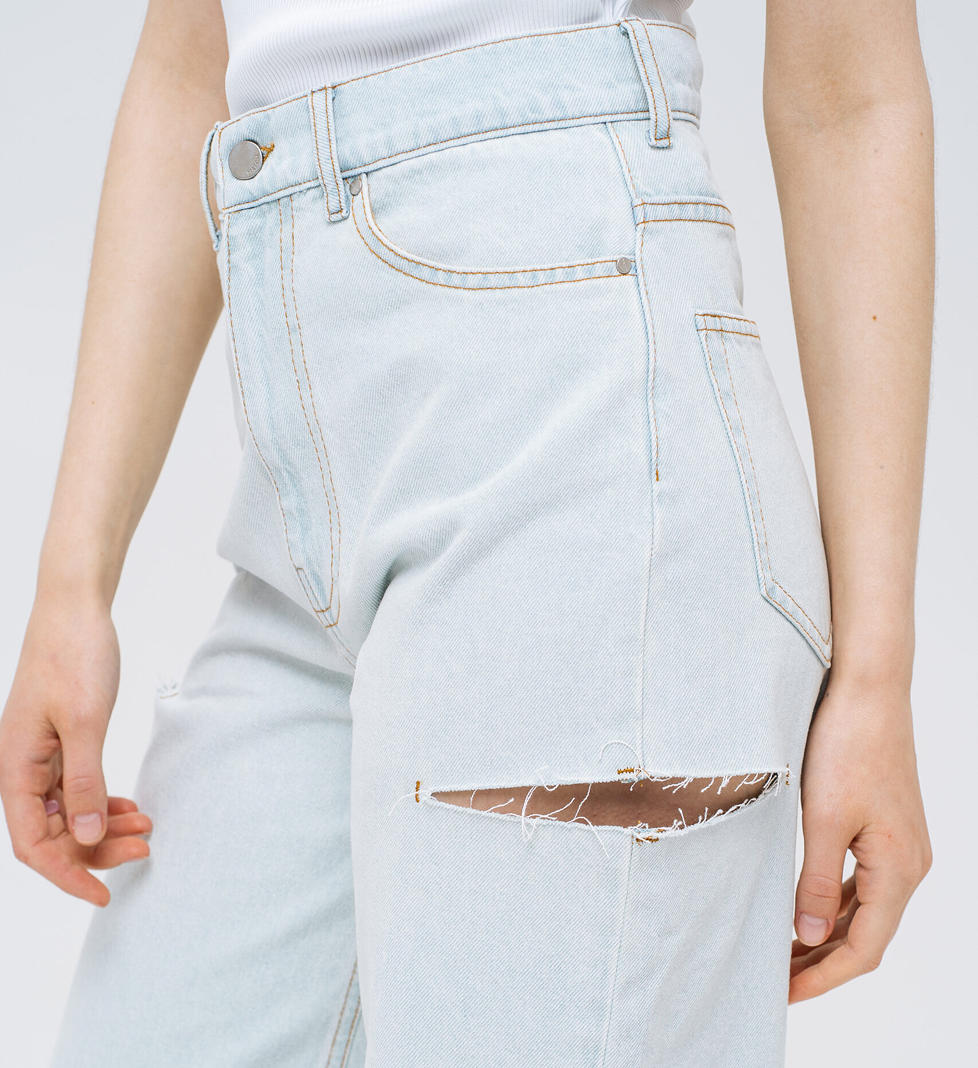 Match Denim Light Blue Jeans with rips