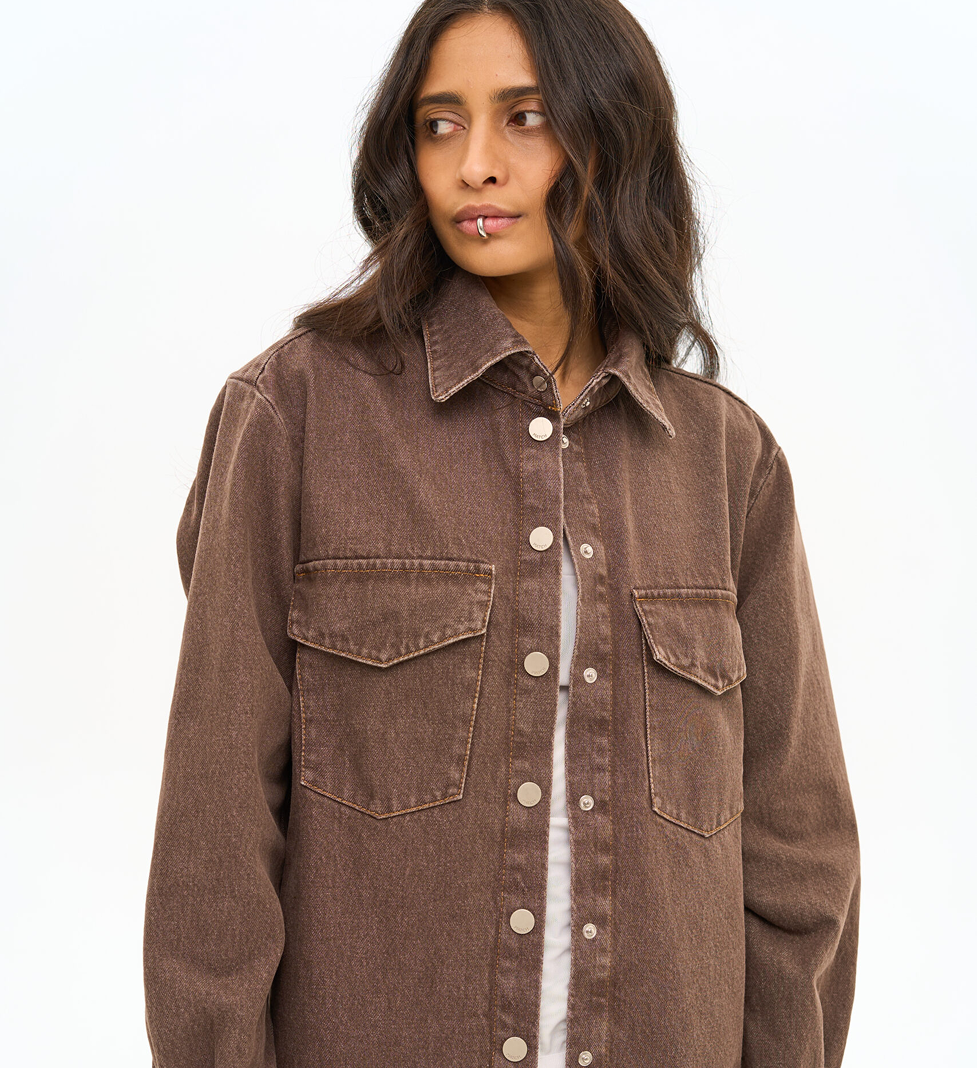 Коричневая джинсовая рубашка Match Denim
