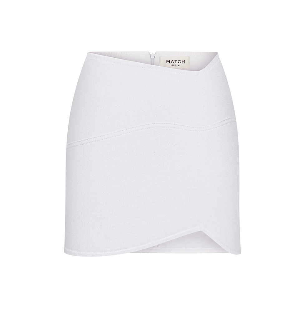 Match Denim White Mini Skirt