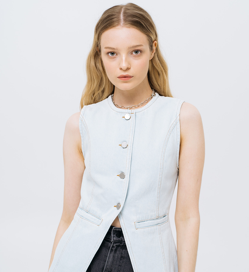 Match Denim Light Blue Denim Vest