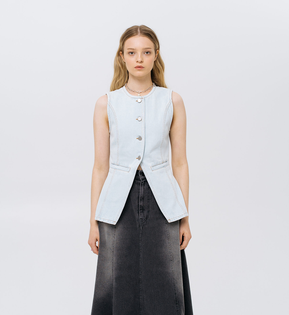 Match Denim Light Blue Denim Vest
