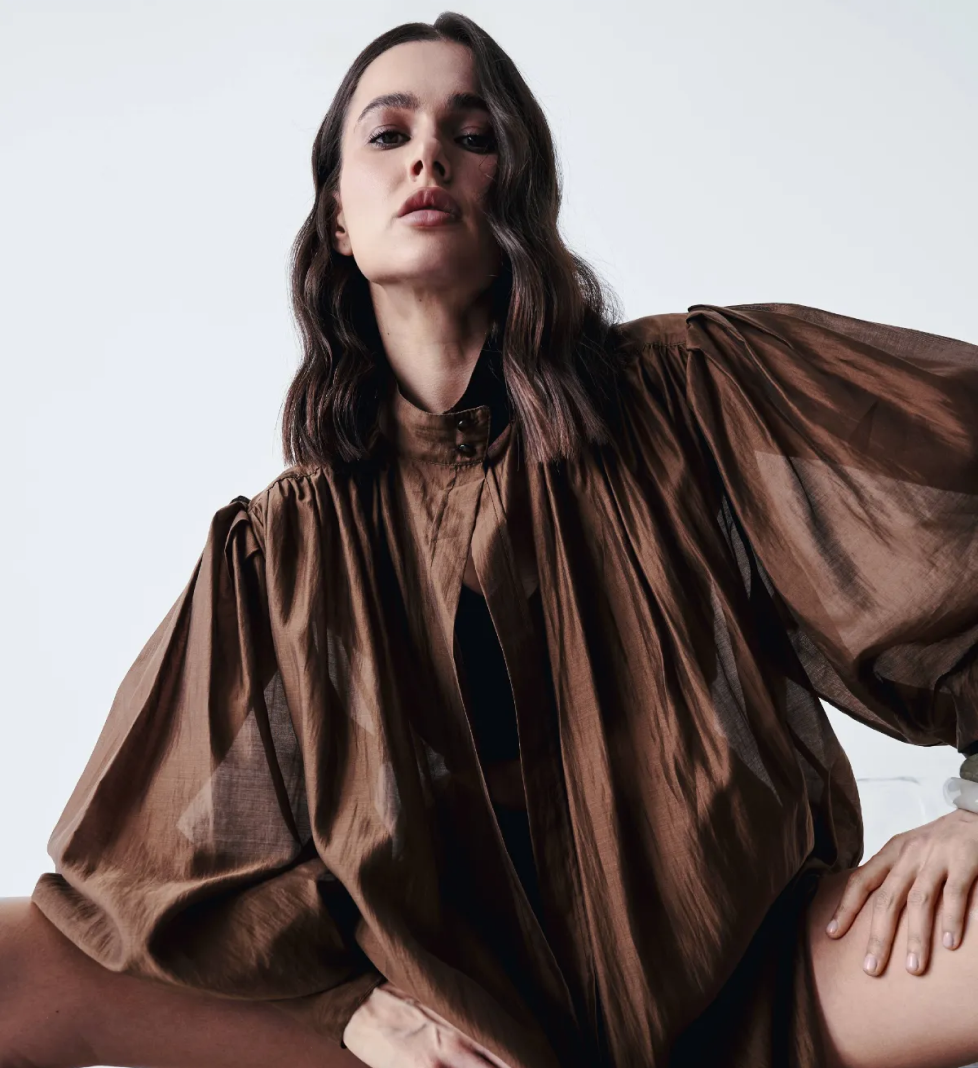 MERISTRUSS blouse made of brown batiste