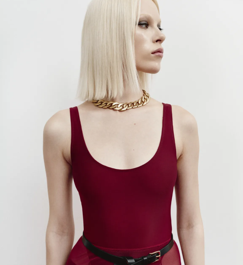 MERISTRUSS bodysuit in biflex burgundy