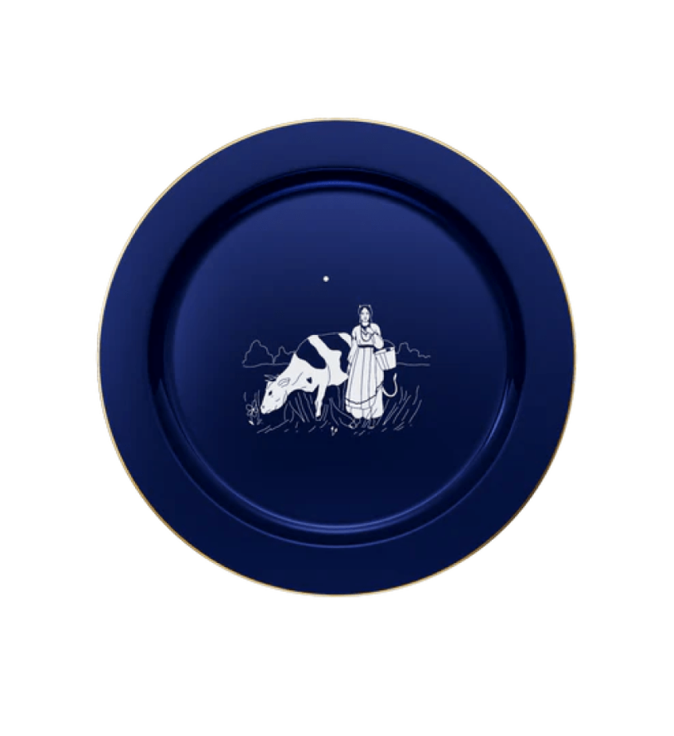 NADRA Plate Witch Solomia with a cow blue