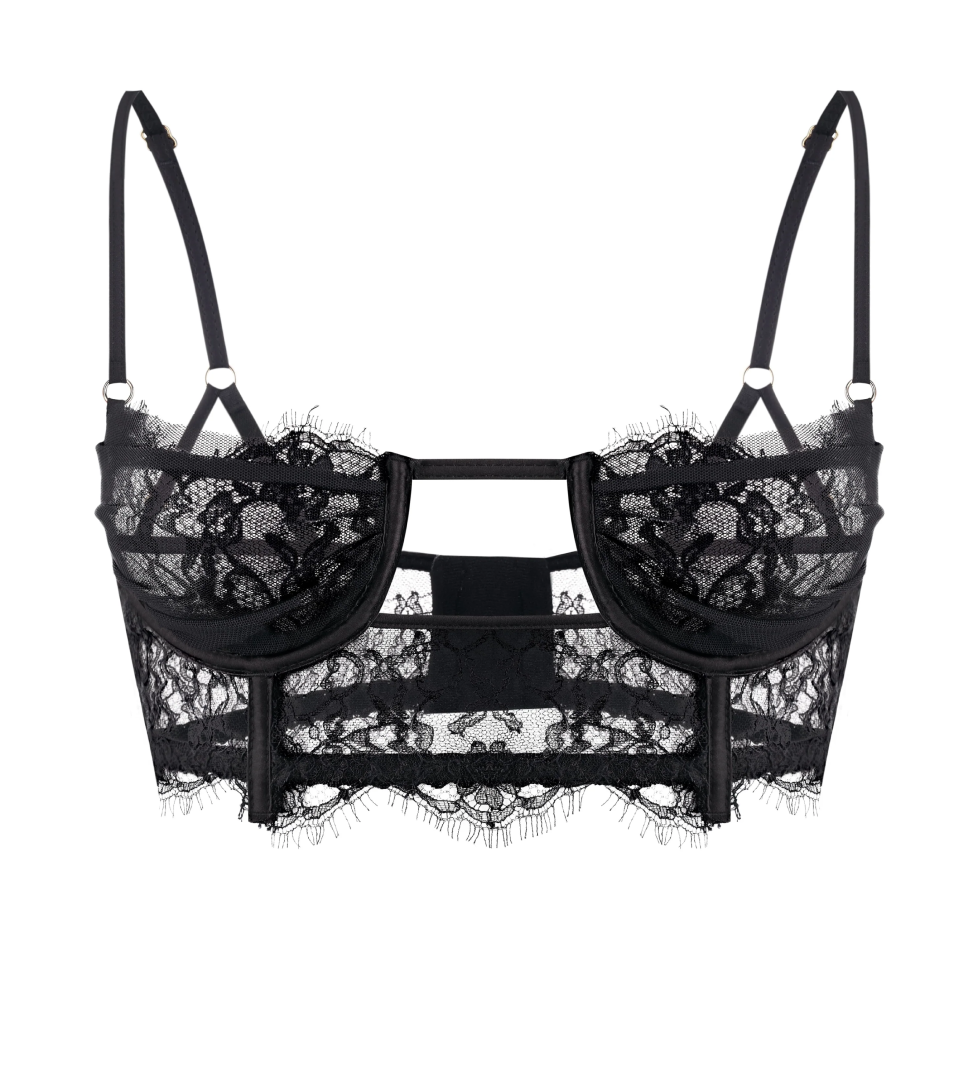 PeachPeach Obsession Lace and Mesh Bustier Black