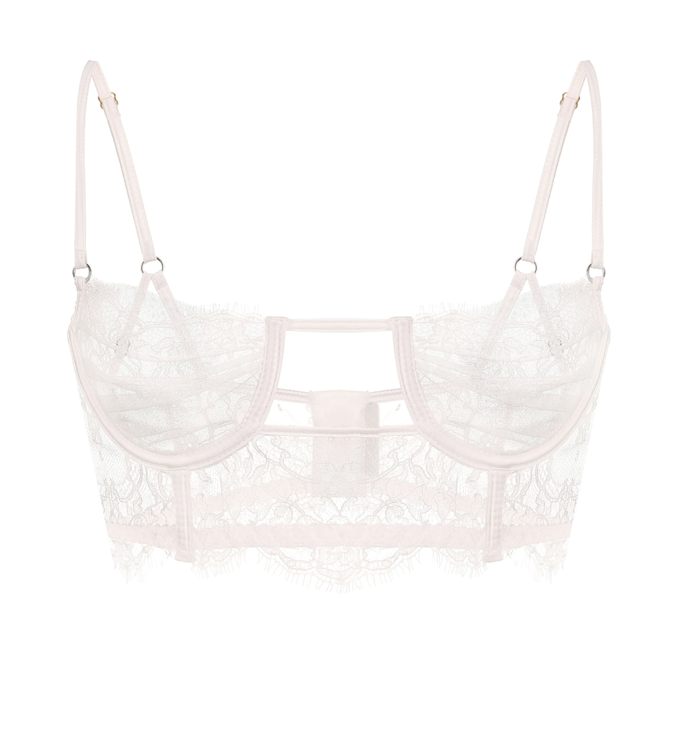PeachPeach Obsession Lace and Mesh Bustier Milk