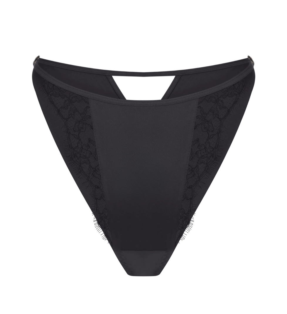 PeachPeach Obsession Lace and Silk Tanga Black