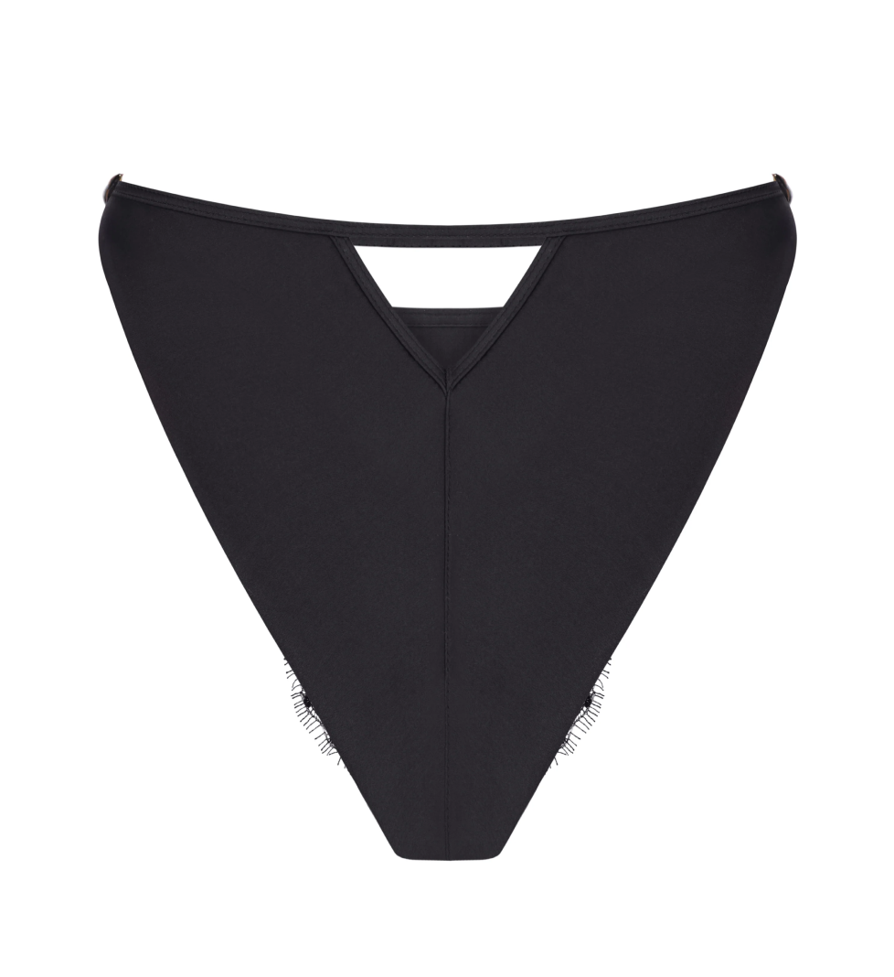 PeachPeach Obsession Lace and Silk Tanga Black