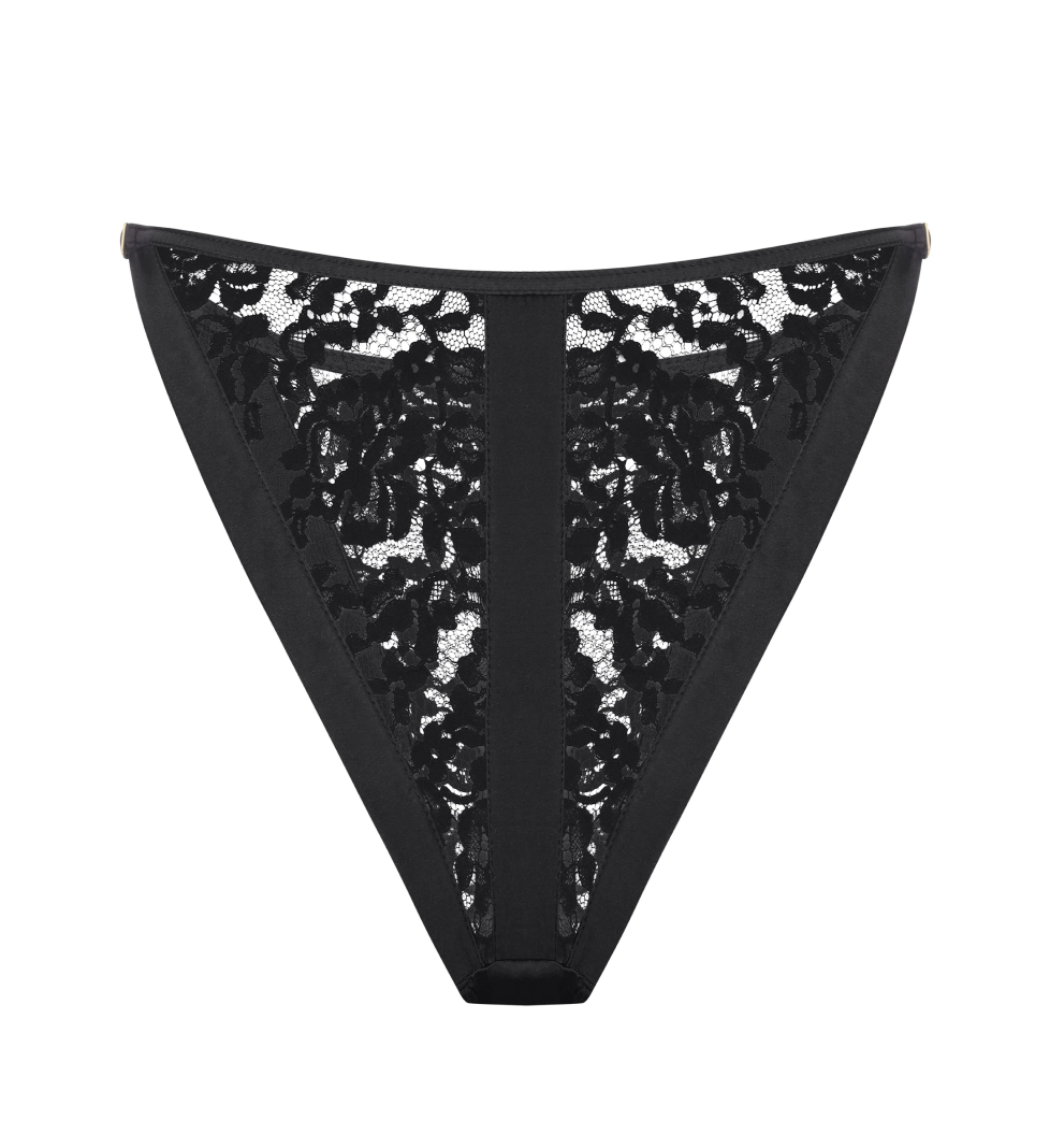 PeachPeach Pleasure Silk and Lace Tanga Black
