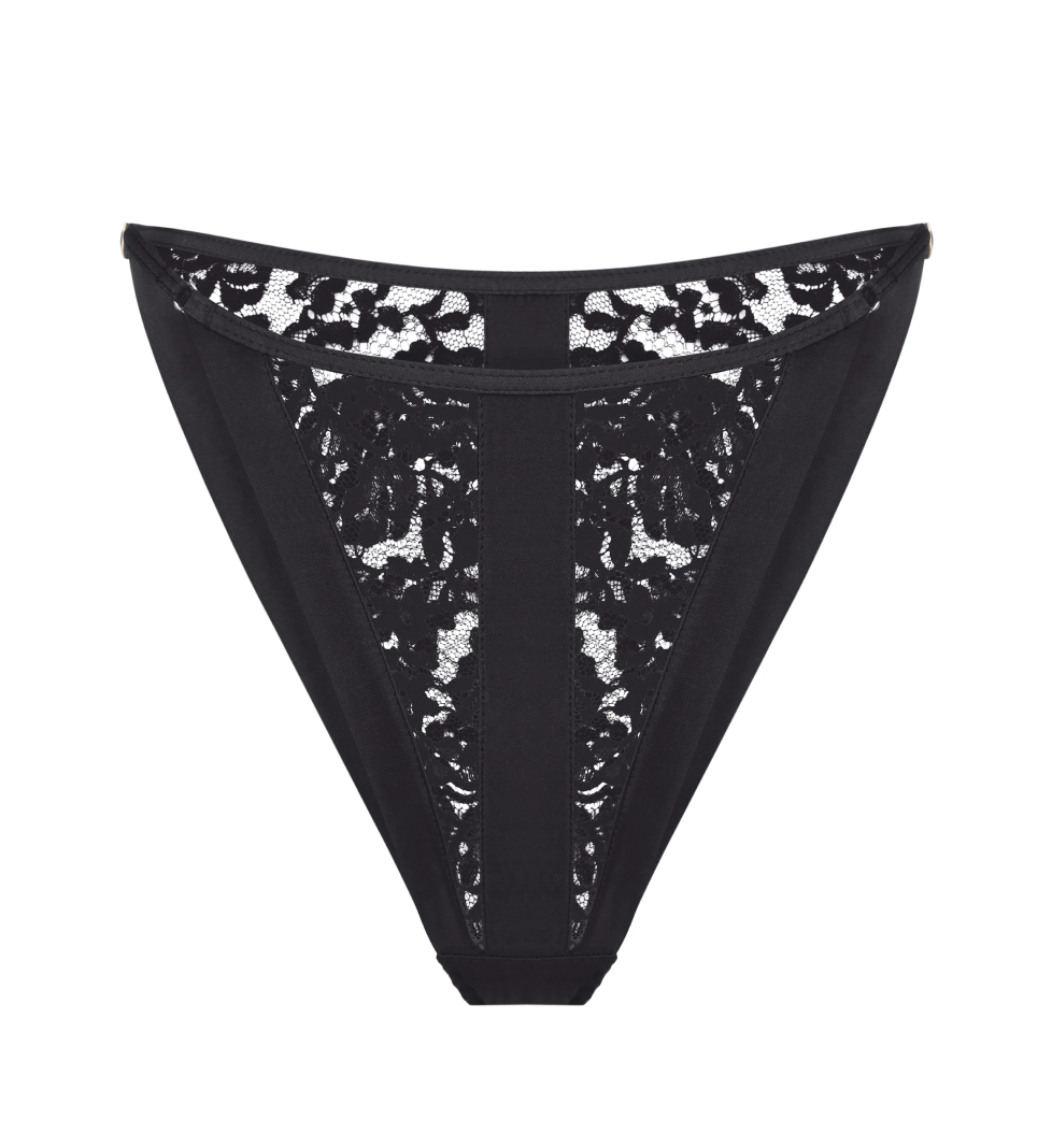 PeachPeach Pleasure Silk and Lace Tanga Black