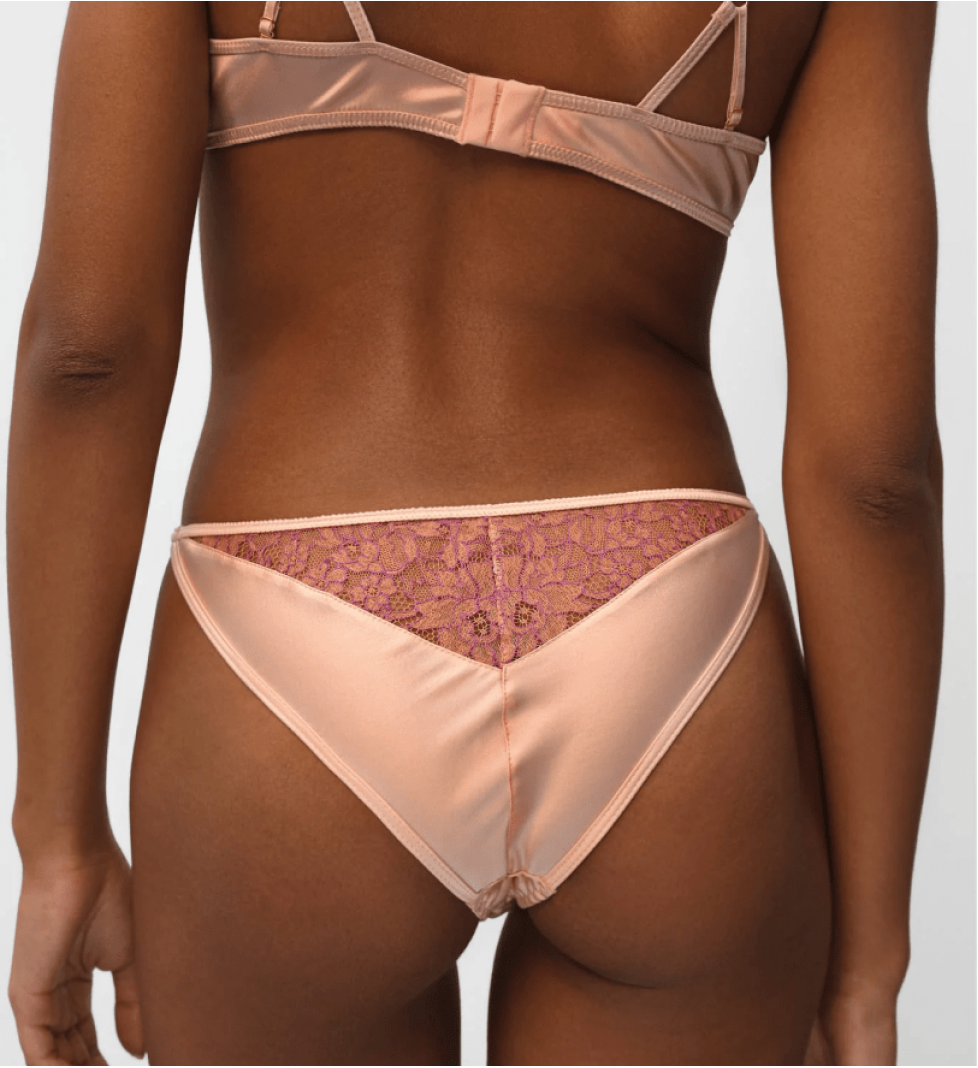 PeachPeach Pleasure Silk and Lace Tanga Peach