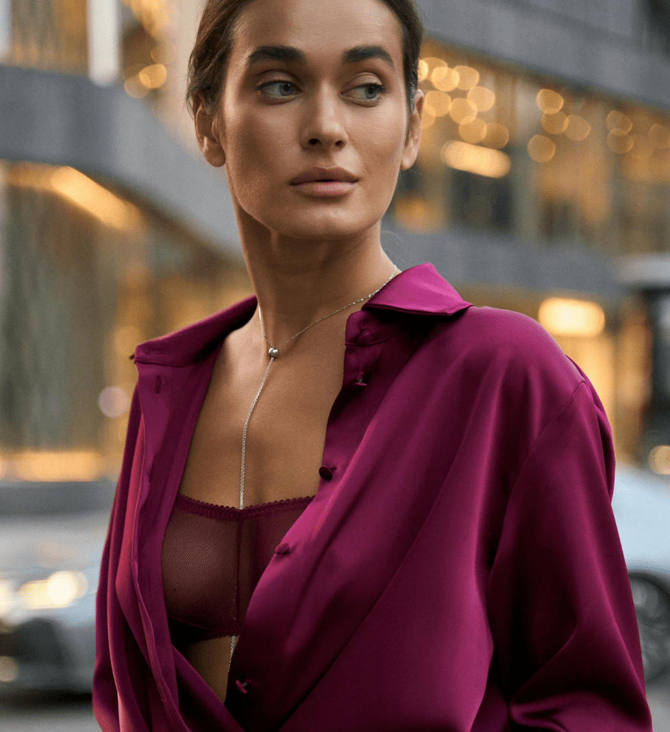 ROSCA satin blouse with Burgundy top