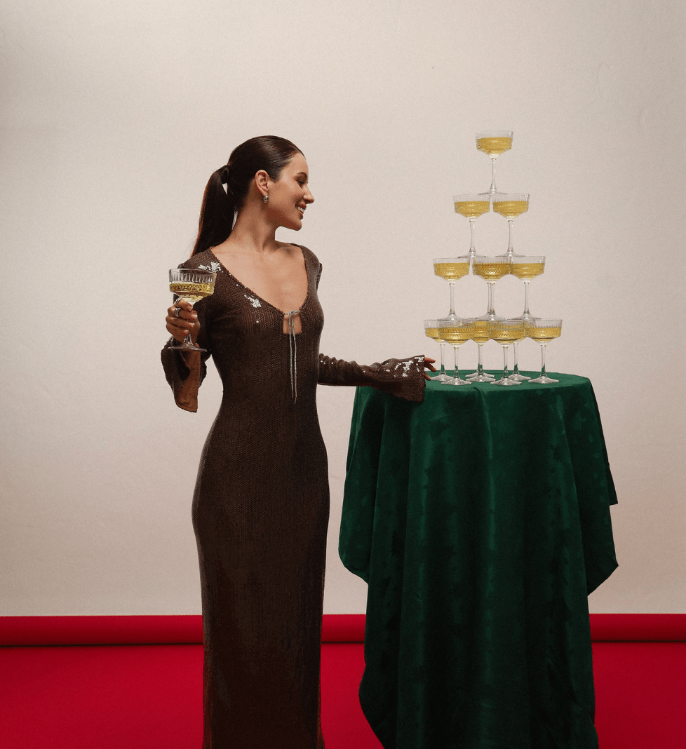 ROSCA Dress Grace in sequins Brown