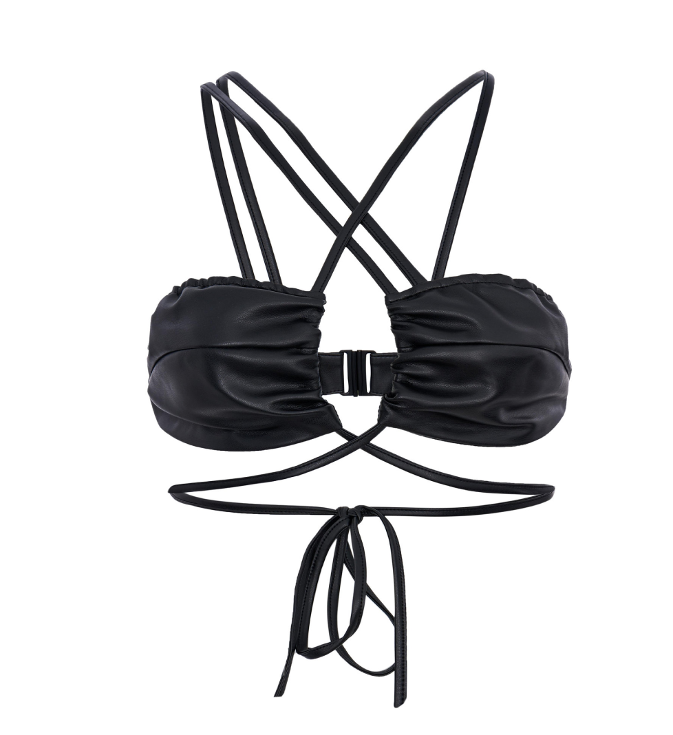 ROSCA leather top with ties Graphite